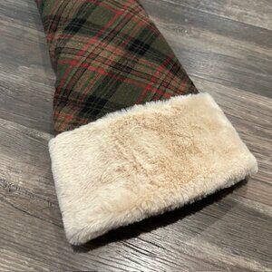 NEW Faux Fur Trimmed Scottish Plaid Christmas Tree Skirt 48"